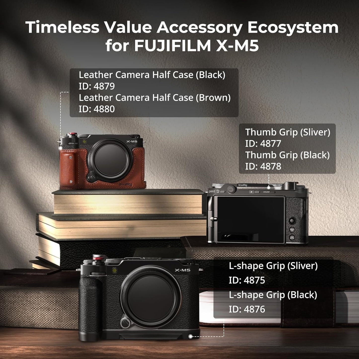 SmallRig 4878 FUJIFILM X-M5 Thumb Grip Hot Shoe Cover Black