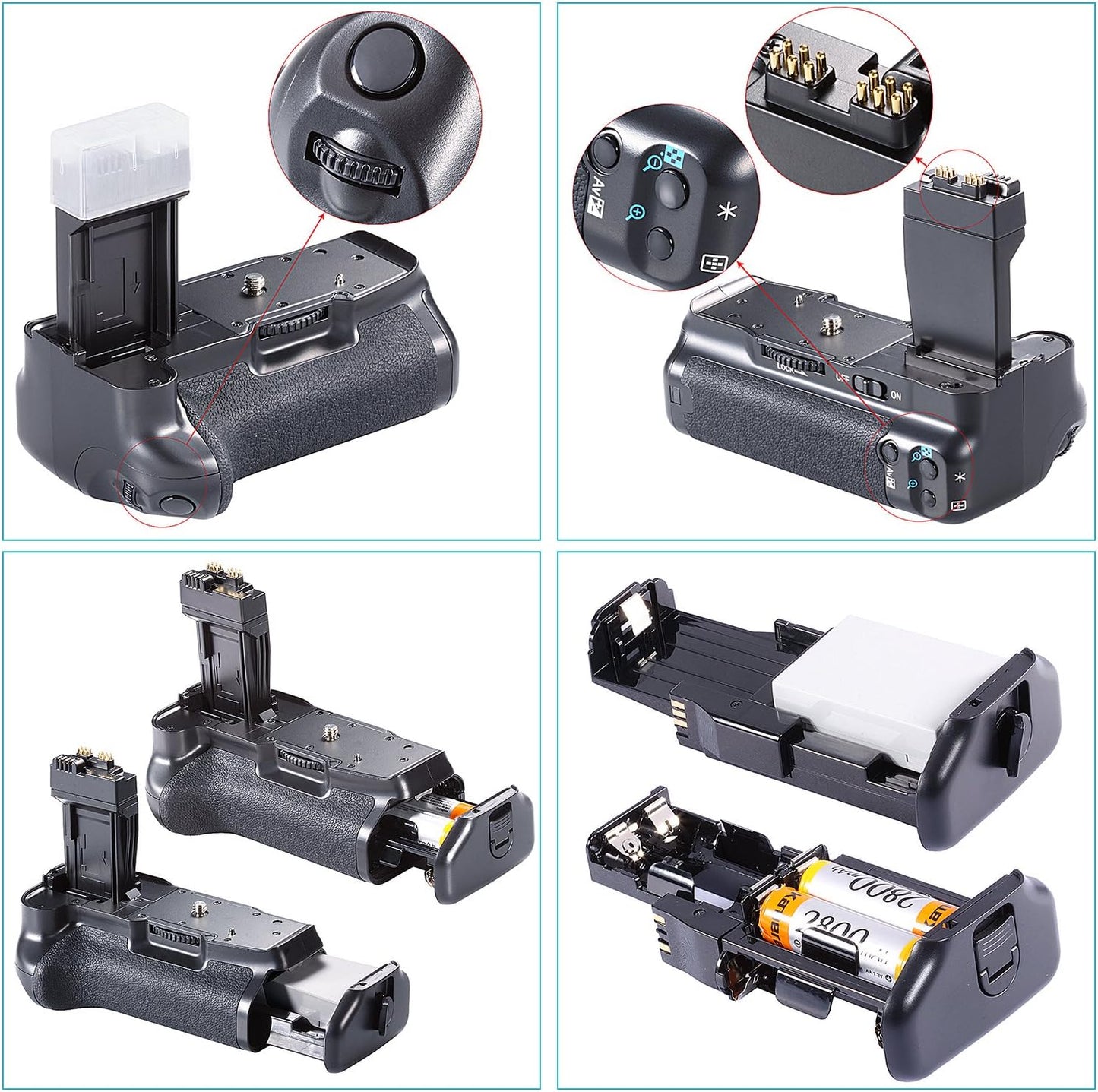 Neewer 90091084@@os1 BG-E8 Battery Grip Charger Kit