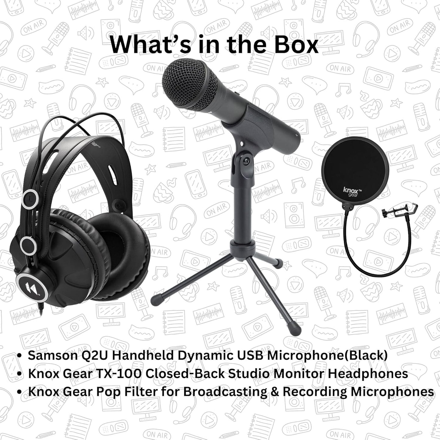 Samson Q2U USB Dynamic Microphone Podcasting Bundle