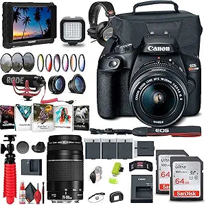 Canon EOS Rebel T100 DSLR Camera Bundle - 18-55mm & 75-300mm Lenses (Renewed)