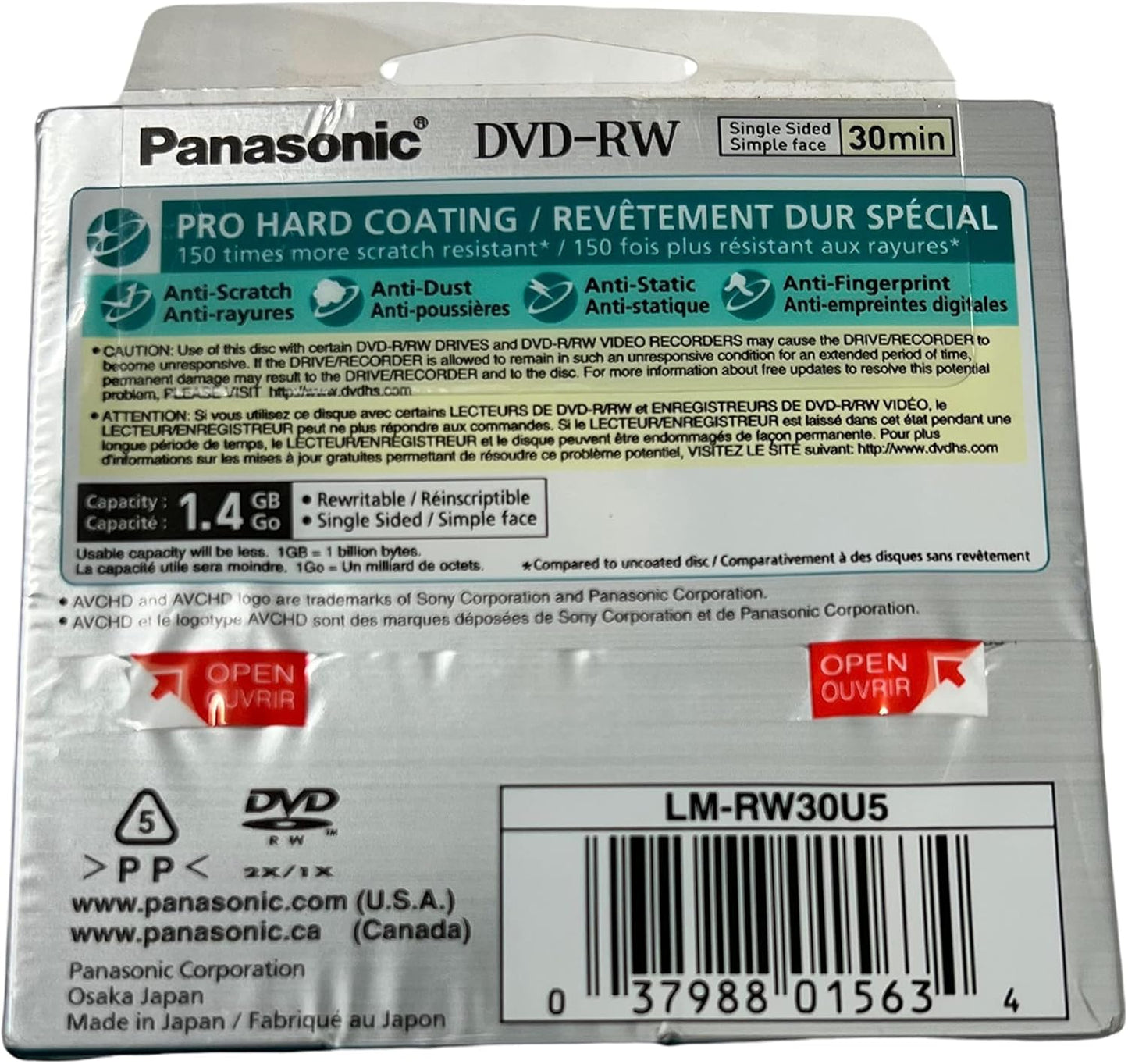 Panasonic LMRW30U5 DVD-RW Discs - 8cm 30-Min Camcorder, 5-Pack