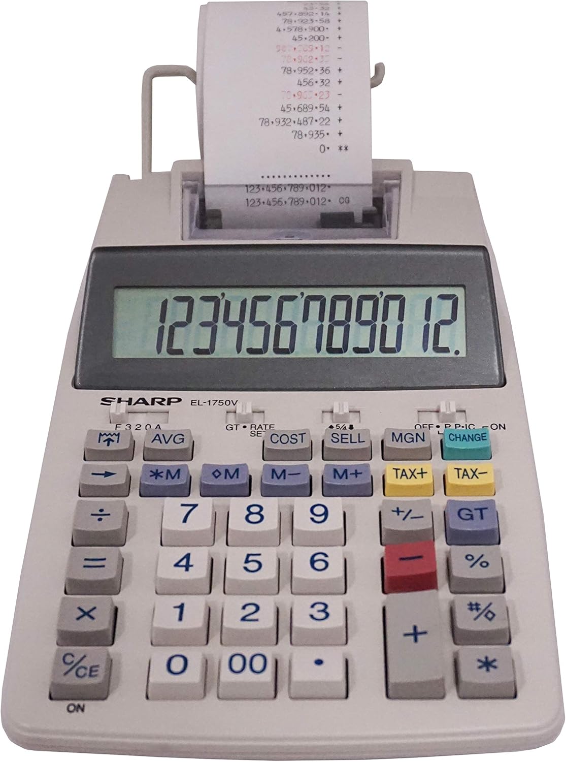 Sharp EL-1750PIIGY 12-Digit Printing Calculator - Desktop