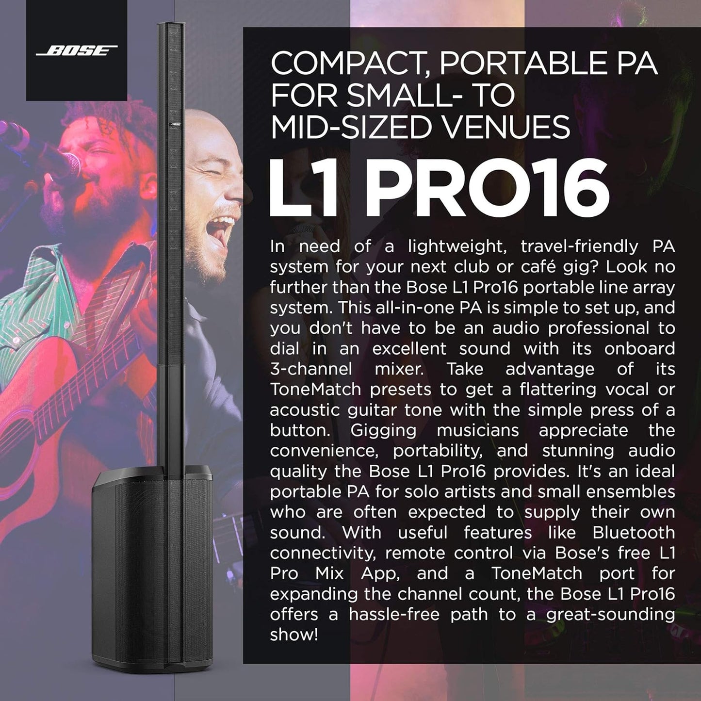 Bose 840920-1100 L1 Pro16 Portable PA System - Bluetooth Mixer