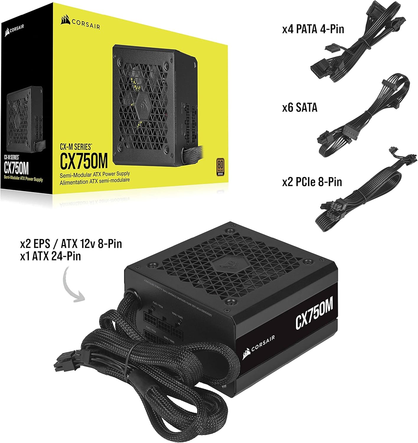 Corsair CP-9020222-NA CX750M 750W 80+ Bronze Semi-Modular PSU