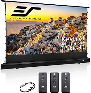 Elite Screens FTE122H3-C4D Kestrel Tab-Tension 3 CineGrey 4D Screen