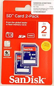 SanDisk SDSDB2-002G-B35 2GB Secure Digital SD Memory Card Twin Pack