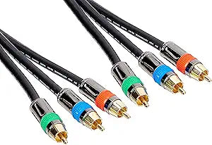 Monoprice 102768 - 3ft Video Coaxial Cable - 3-RCA Component RG6-U, Black