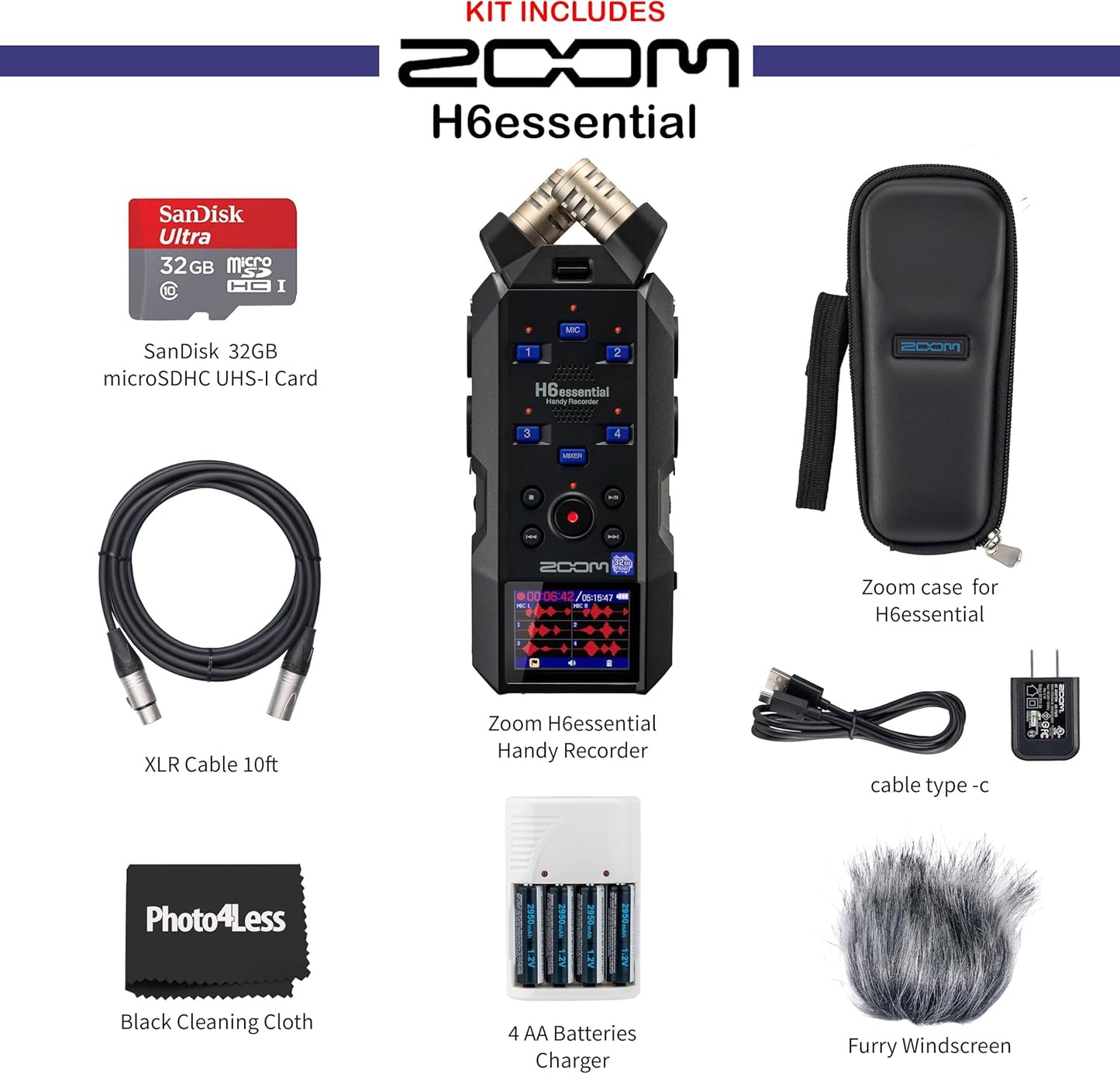 Zoom H6essential Handy Recorder Bundle XLR Cables