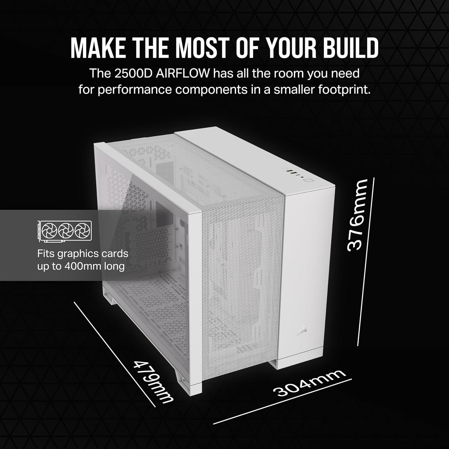 Corsair CC-9011264-WW 2500D Airflow mATX PC Case - Dual Chamber White