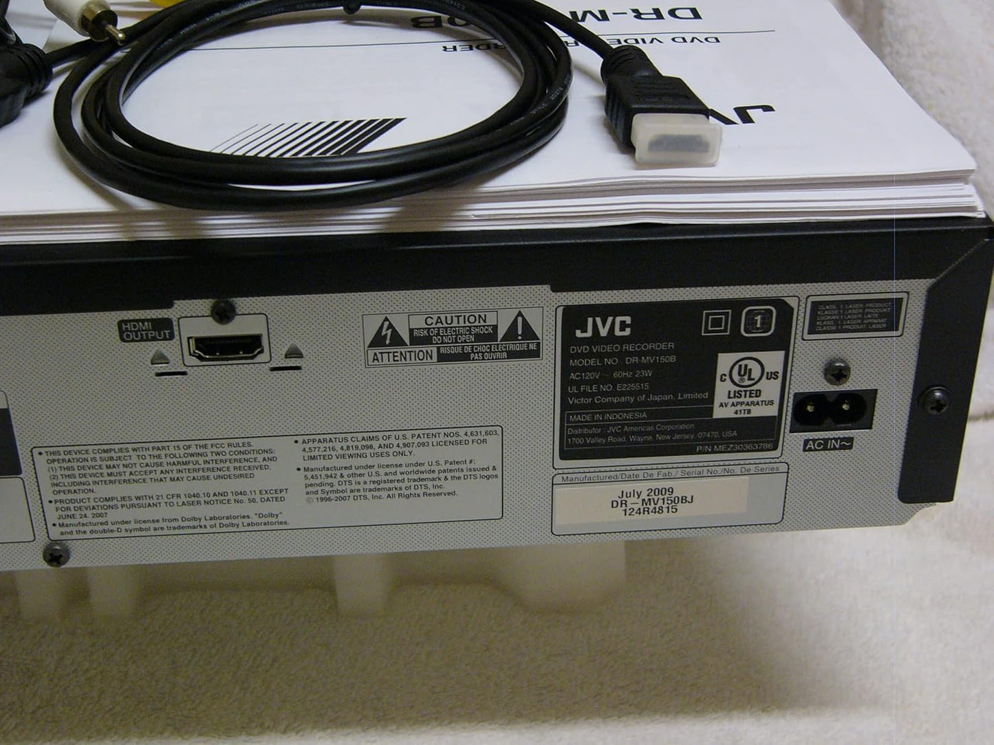 JVC DRM150 VHS DVD Recorder Combo HDMI
