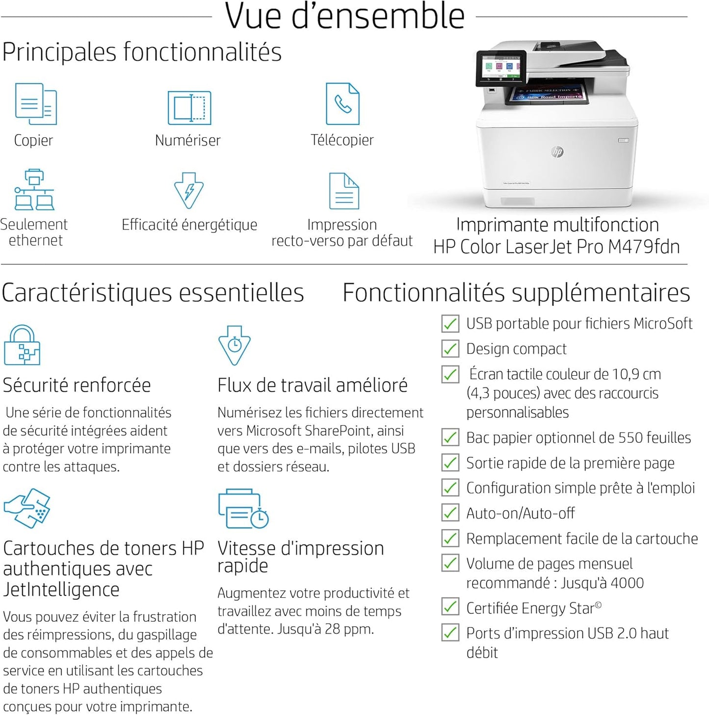 HP M479fdn Color LaserJet Pro Multifunction Printer