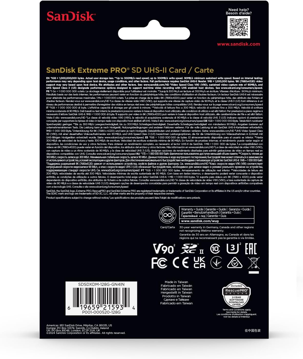 SanDisk SDSDXDM-128G-GN4IN 128GB Extreme PRO UHS-II SDXC Card