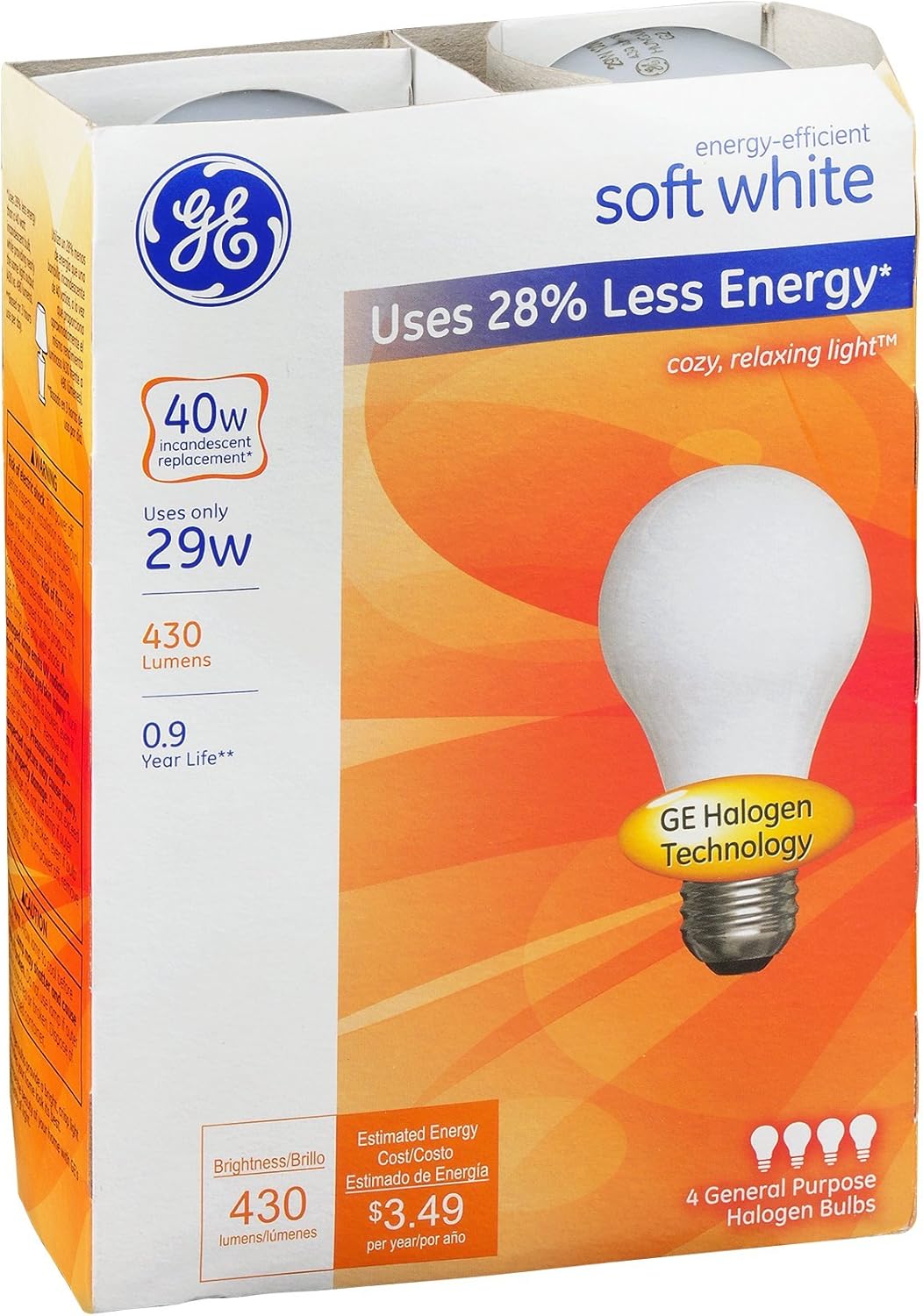 GE Lighting 6624629A 29W Halogen Light Bulbs 4-Pack