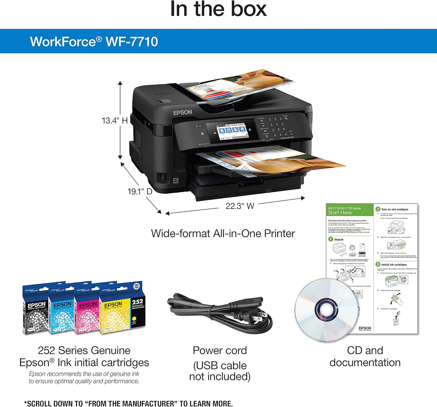 Epson C11CG36201 WorkForce WF-7710 Wireless Wide-Format Printer