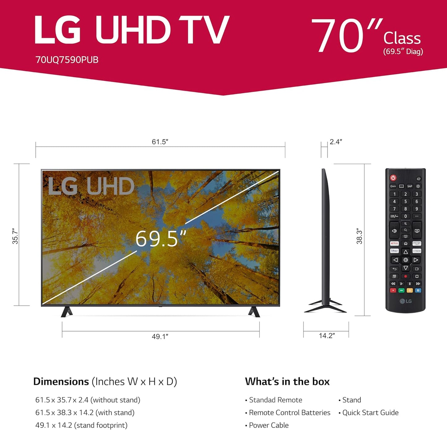 LG 70UQ7590PUB 70-Inch 4K UHD Smart TV