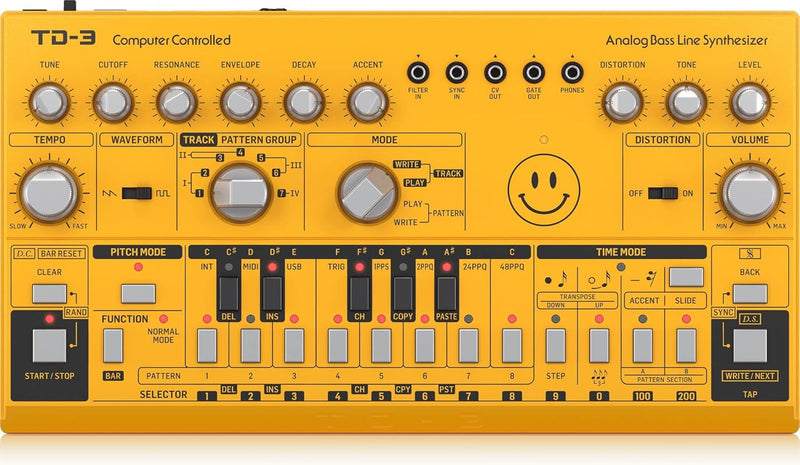 Behringer TD-3-AM Analog Bass Synthesizer - Acid Yellow — main product image
