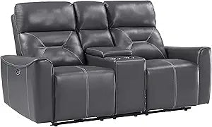 Lexicon S189446GY-2PW Edelweiss Power Reclining Loveseat Gray
