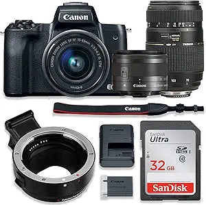Canon EOS M50 Mirrorless Camera Lens Bundle Renewed