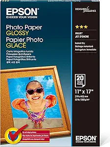 Epson S041156 11x17 Glossy Photo Paper 20 Sheets