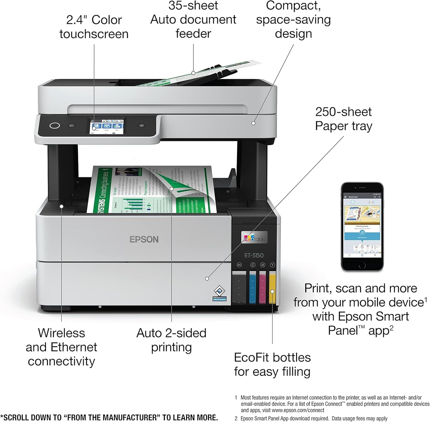 Epson EcoTank Pro ET-5150 Wireless Color Supertank Printer