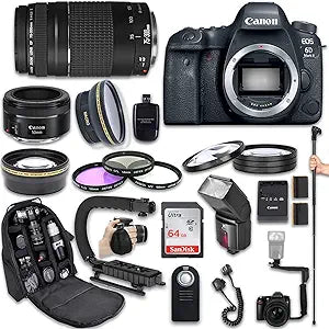 Canon EOS 6D Mark II DSLR Lens Bundle Renewed