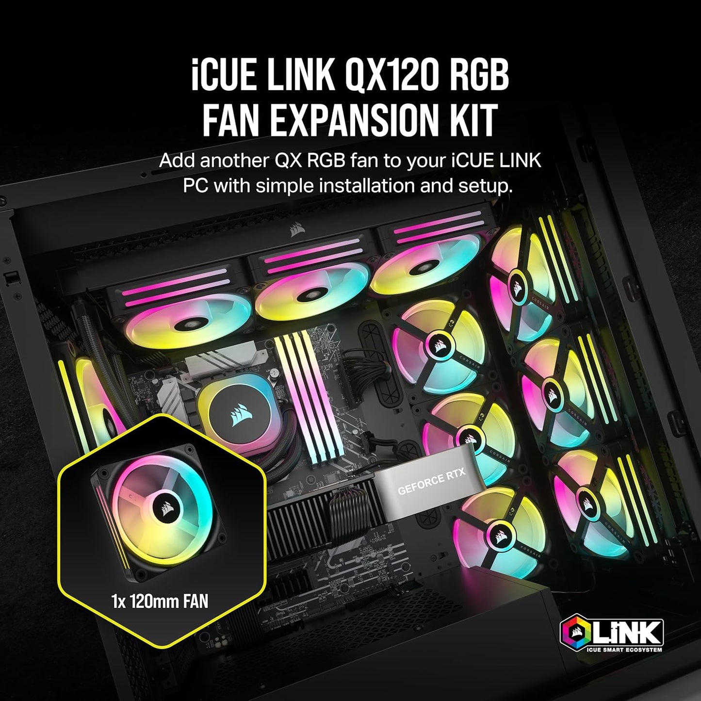 Corsair CO-9051001-WW iCUE LINK QX120 RGB 120mm Single Fan