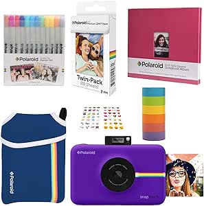 Polaroid AMZASK10STPR Snap Touch Purple Digital Camera Bundle