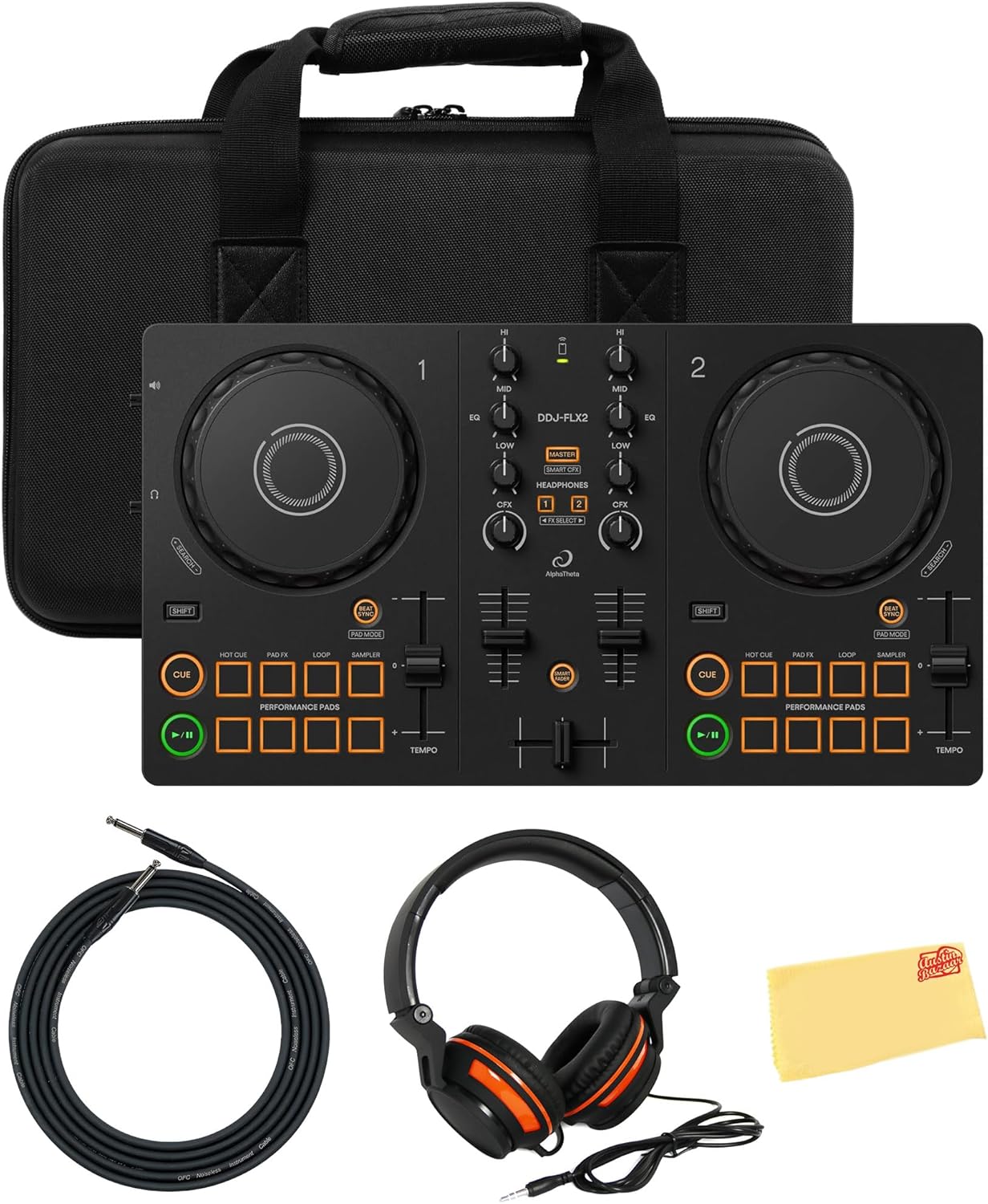 AlphaTheta DDJ-FLX2 Compact DJ Controller Bundle