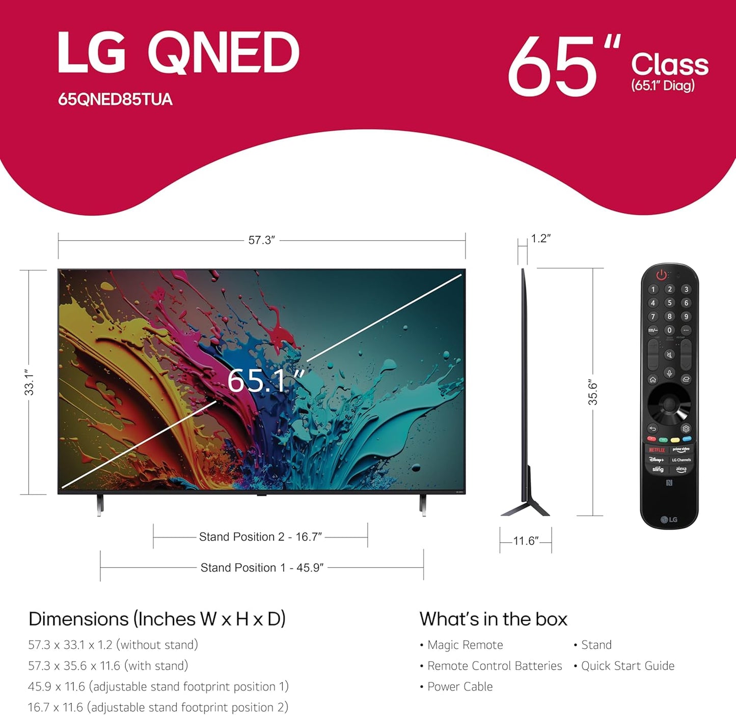 LG 65QNED85TUA 65-Inch 4K QNED LED Smart TV 2024