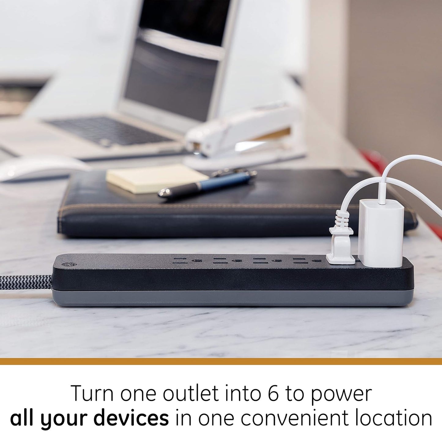GE UltraPro 44070 6 Outlet Surge Protector Braided Cord