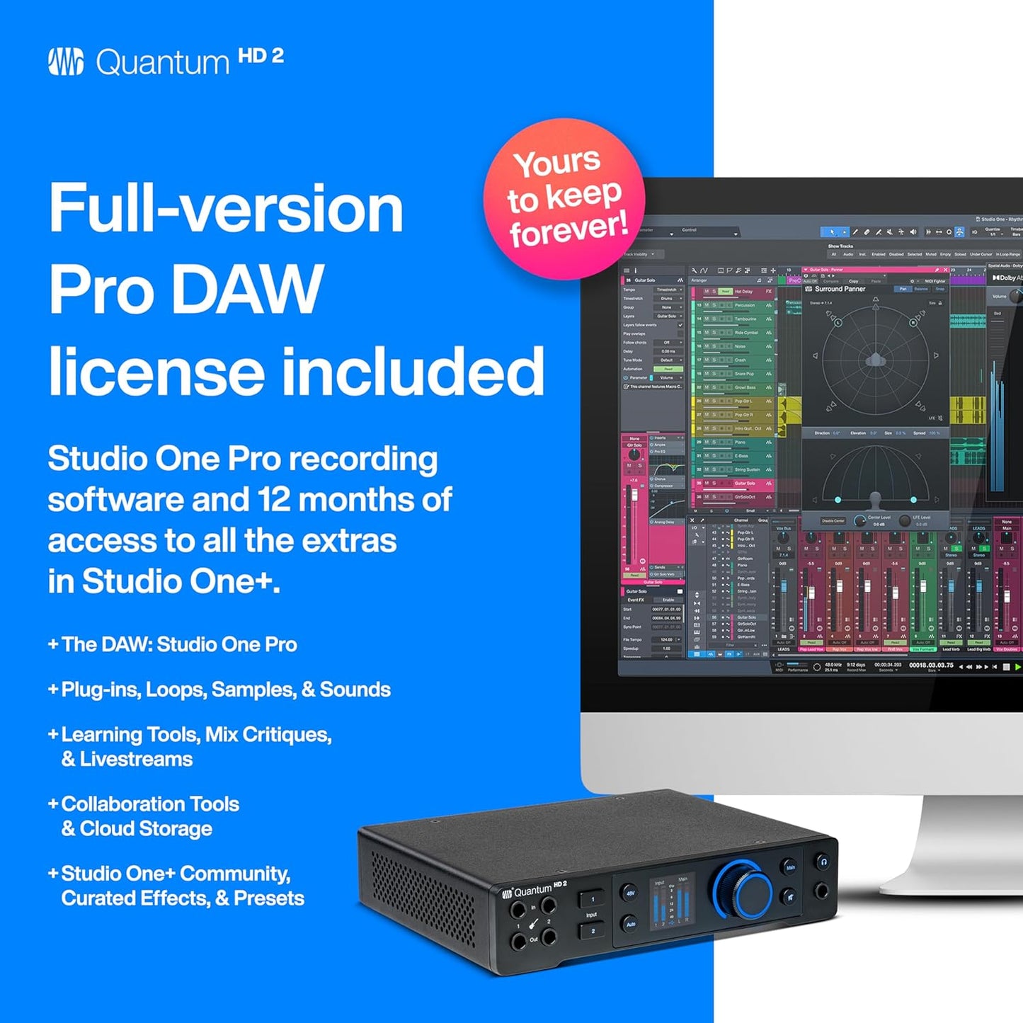 PreSonus Quantum HD 2 USB-C Audio Interface Studio One
