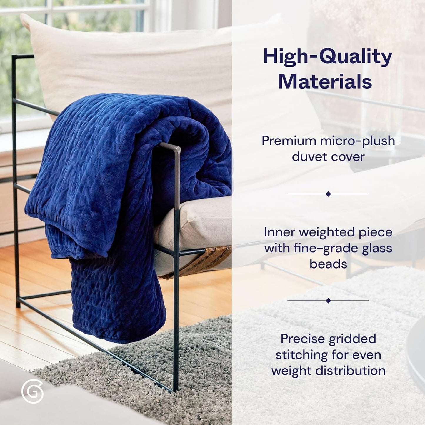 Gravity Weighted Blanket 35lbs Queen/King Size Navy