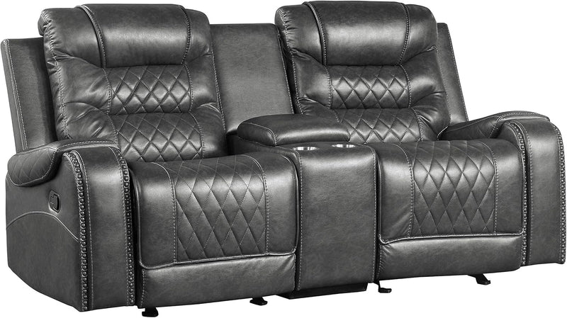 Lexicon S189405GY-2 Microfiber Reclining Loveseat Console Gray — main product image