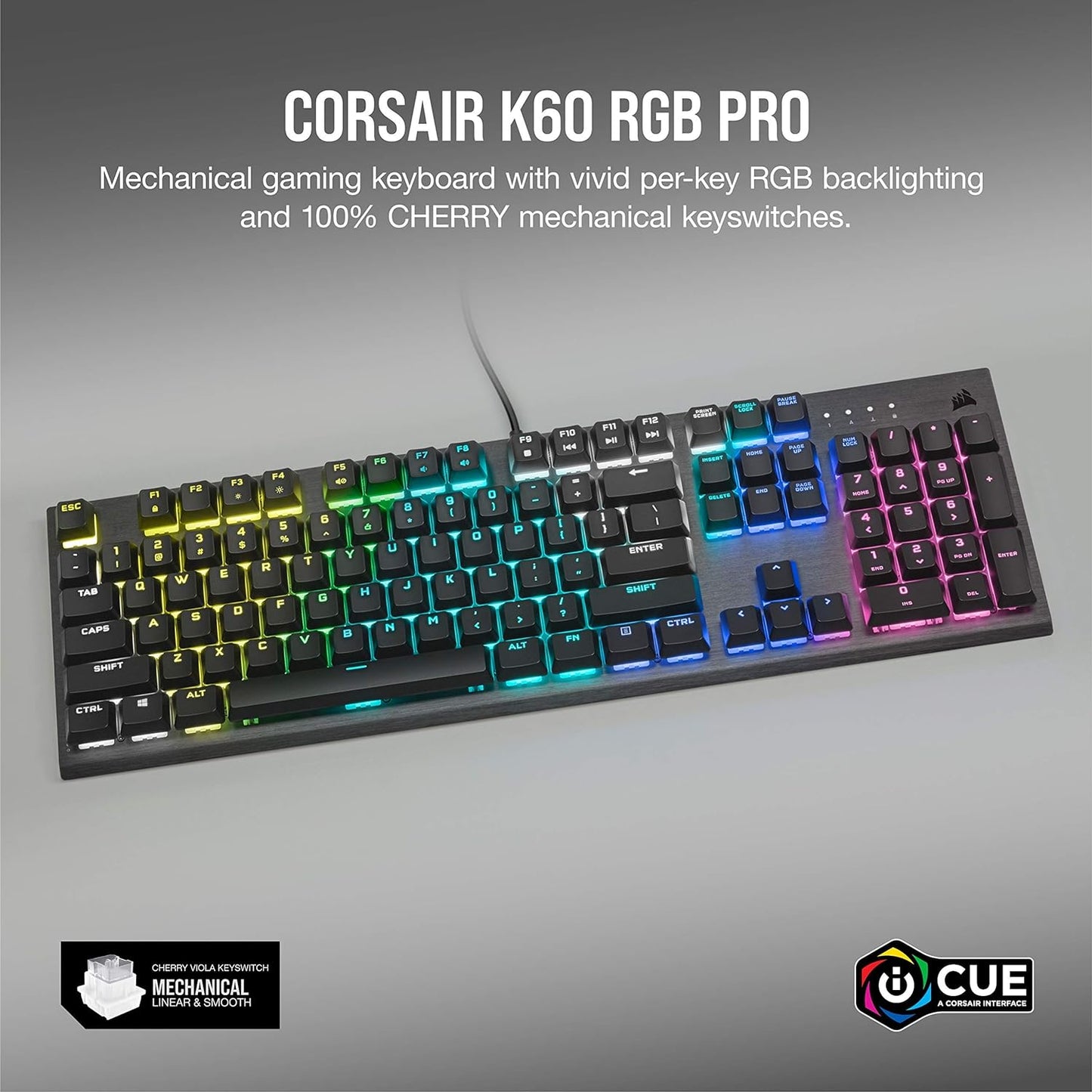 Corsair CH-910D018-NA-RV K60 RGB Pro Mechanical Gaming Keyboard (Renewed)