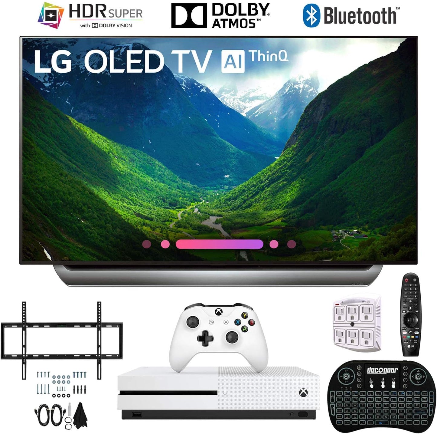 LG E21LGOLED55C8PUA 55" OLED 4K AI TV Bundle - Xbox One S & Mount