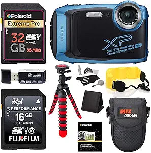 Fujifilm Xp140 Blue Waterproof Camera Bundle