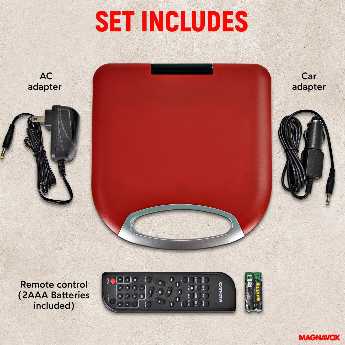 Magnavox MTFT750-RD 7-inch Portable DVD CD Player Red
