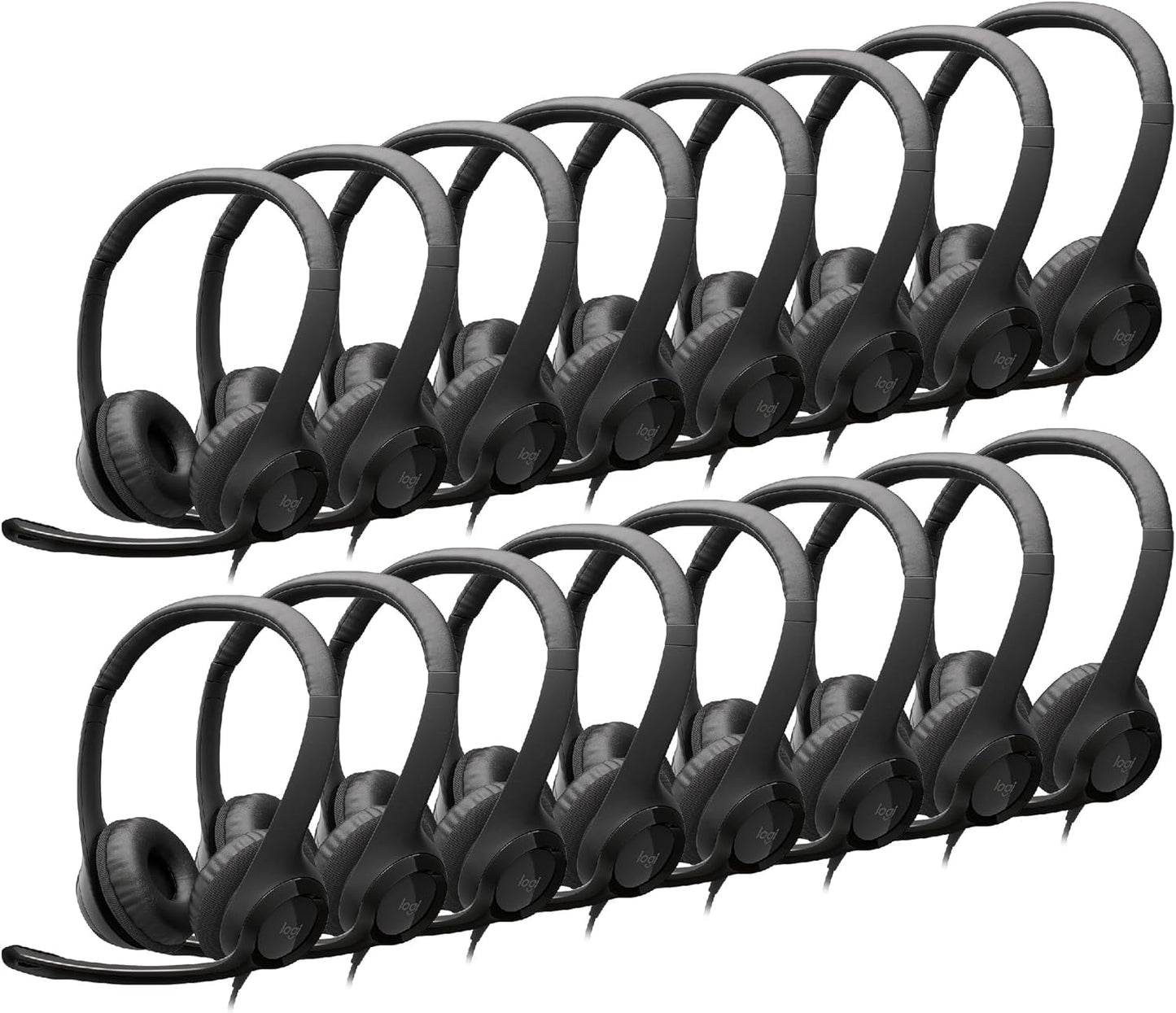 Logitech 981-001004 H390 Wired USB Headset, Noise Cancelling Mic, Black (16 Pack)