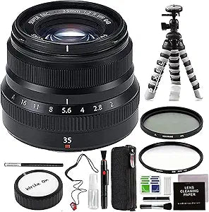Fujifilm XF 35mm F/2 R WR Lens (Black) - Accessory and Travel Bundle