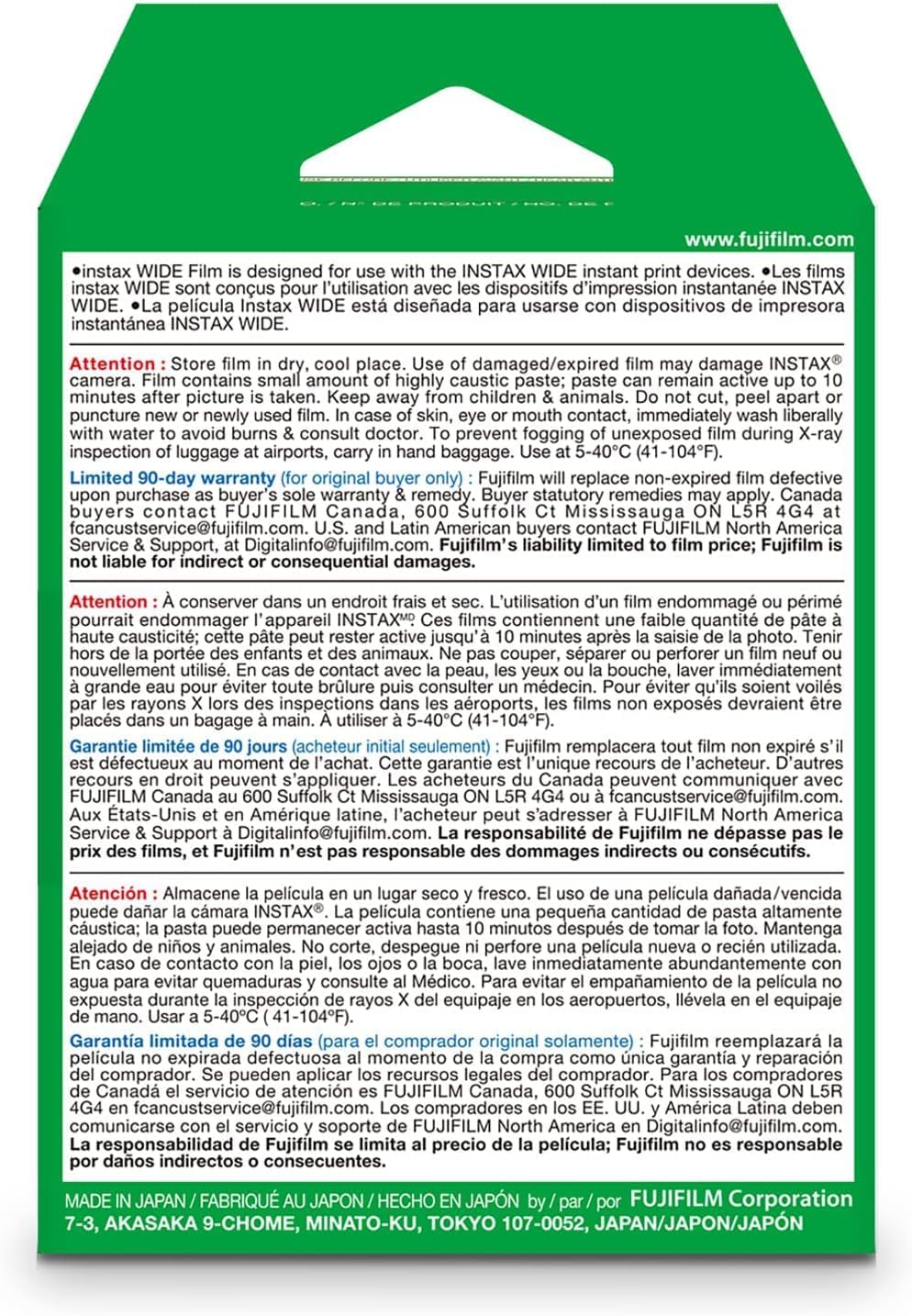 Fujifilm Instax Wide Instant Film 5-Pack for Wide Cameras