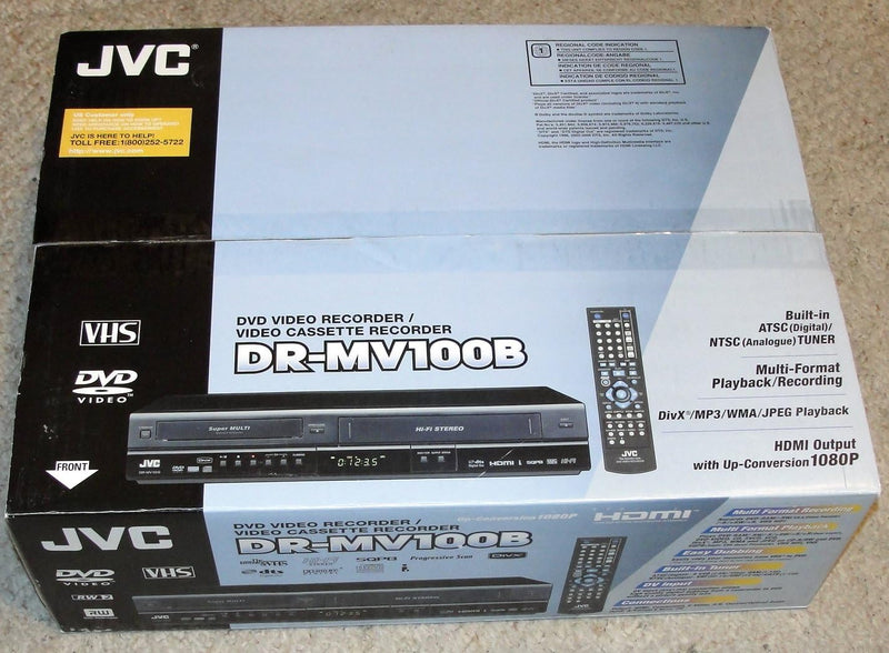 JVC DRMV100B 1080p Upconverting DVD Recorder VCR Combo — main product image