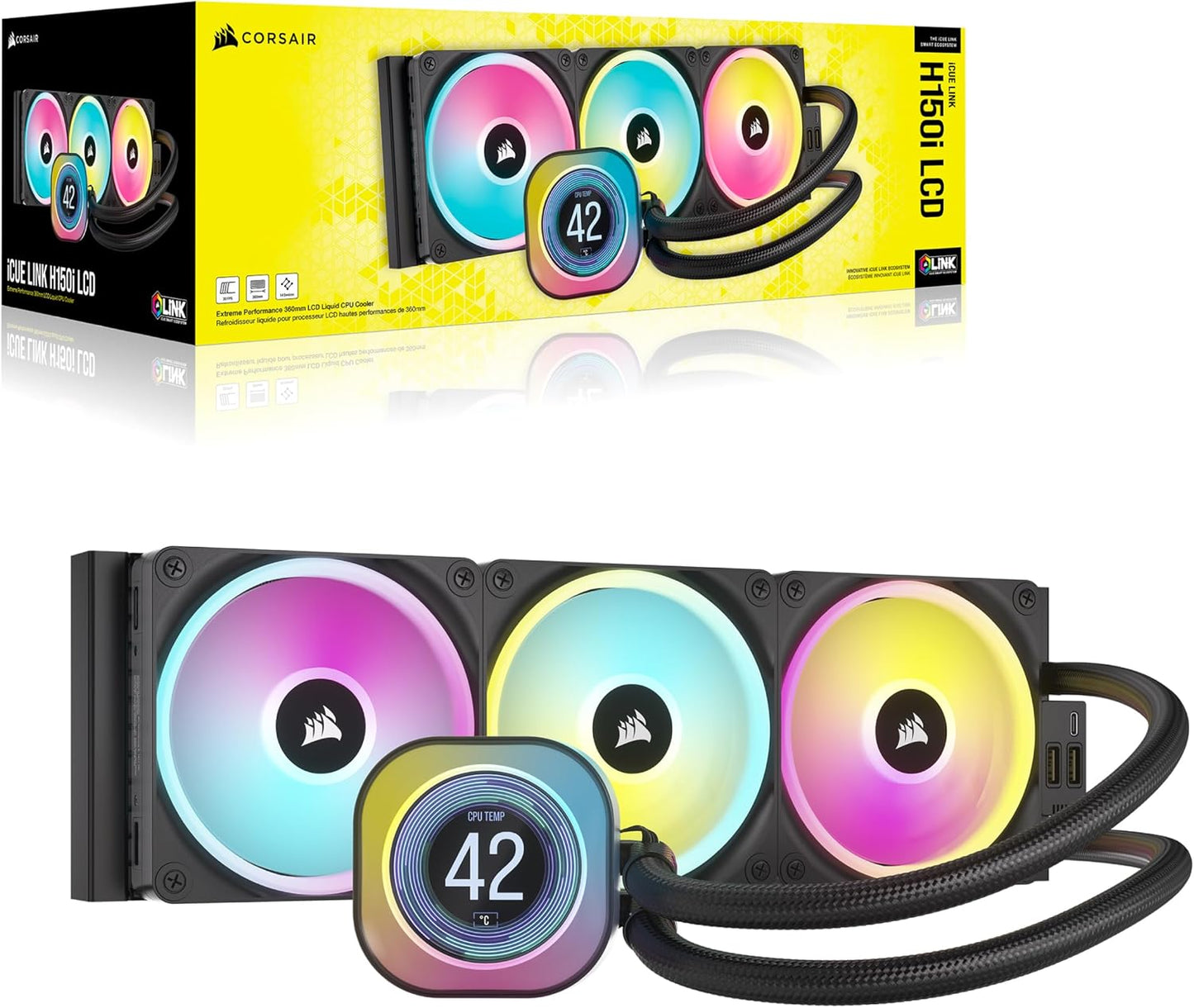 Corsair CW-9061008-WW iCUE Link H150i LCD - 360mm Liquid CPU Cooler