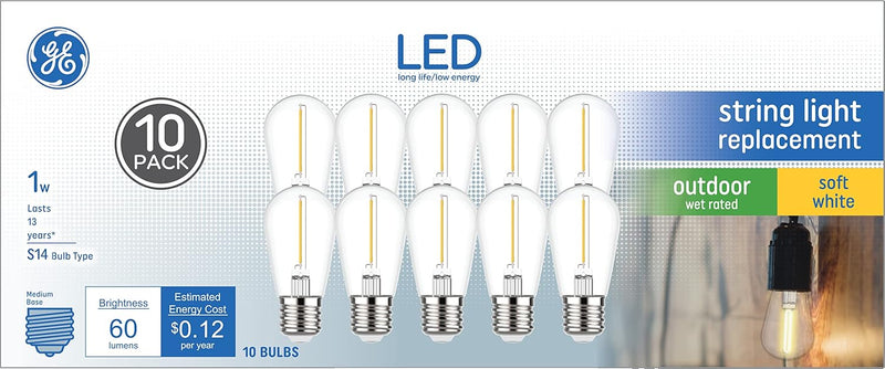 GE 93124132 LED S14 String Light Bulbs Soft White 10-Pack — main product image