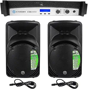 Crown CDI4000 + Mackie SRM450V3 Amplifier Speaker Bundle