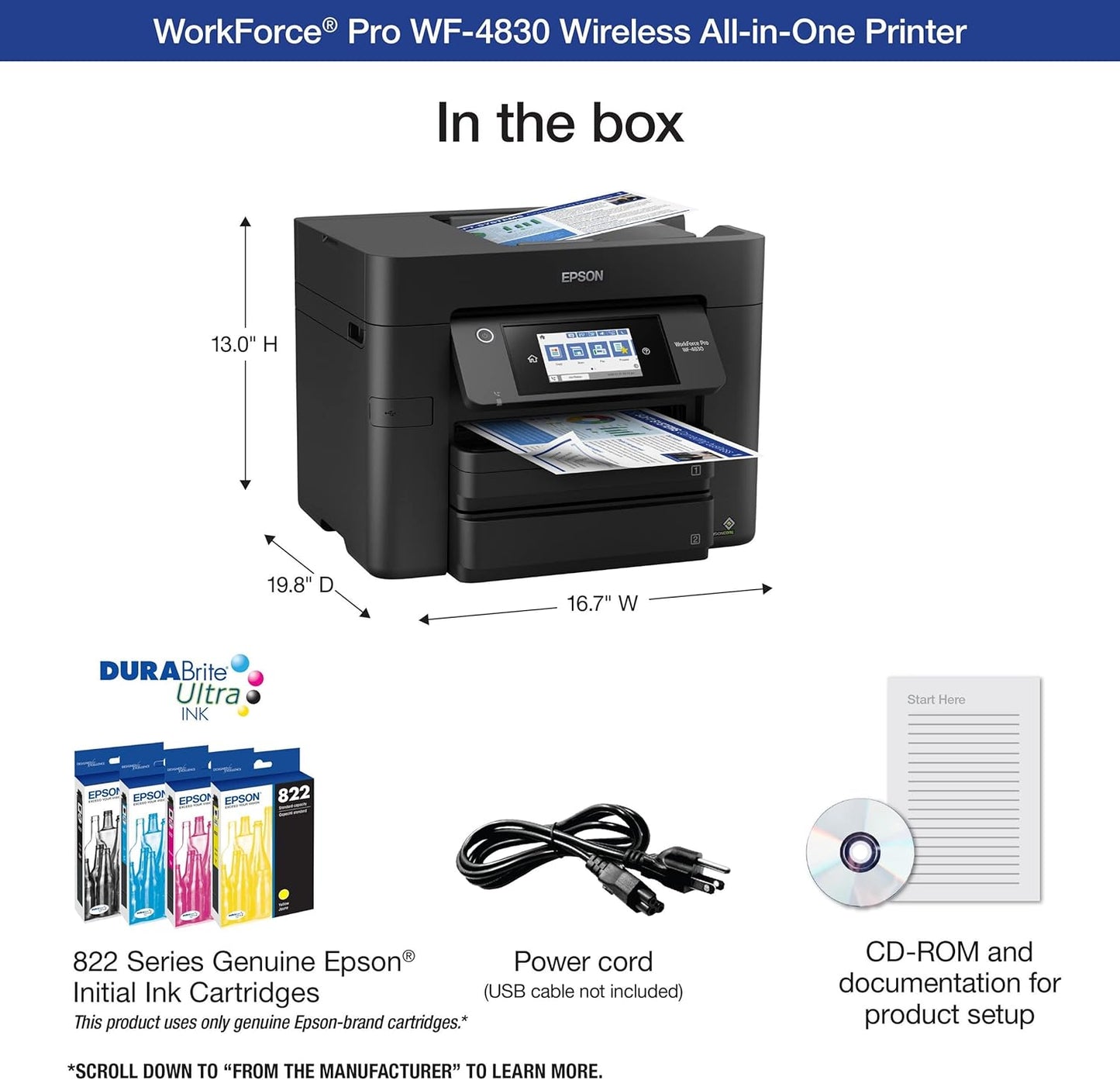 Epson WF-4830 Workforce Pro Wireless All-in-One Printer