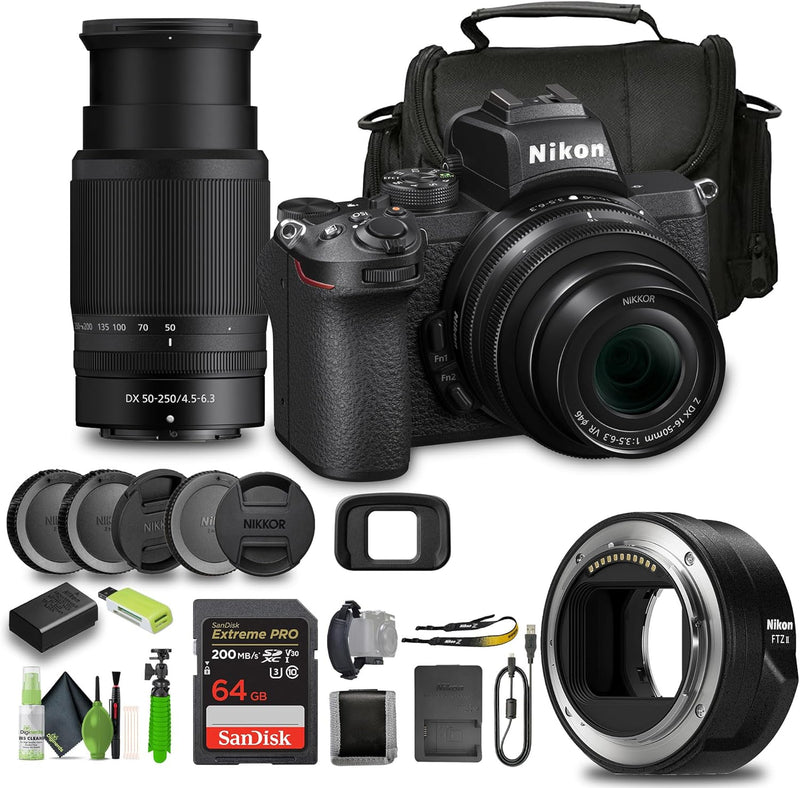 Nikon Z50 Mirrorless Camera with 16-50mm/50-250mm Lenses — main product image