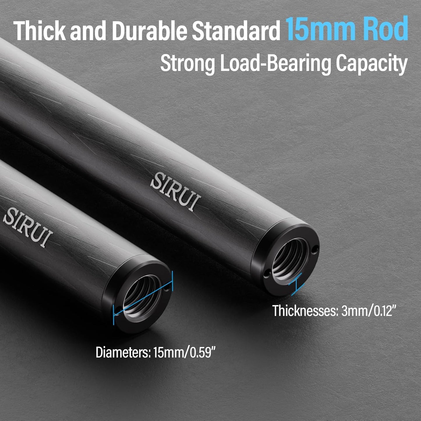 Sirui AM-CR200 15mm Carbon Fiber Camera Rail Rods, 8 inch (2-Pack)