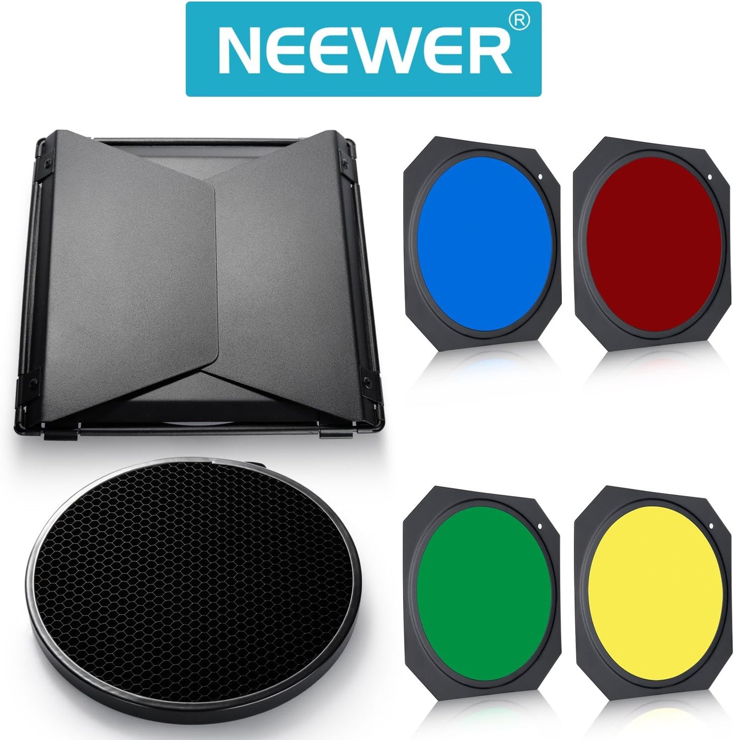 Neewer Barn Door Honeycomb Grid Gel Kit for Alienbees