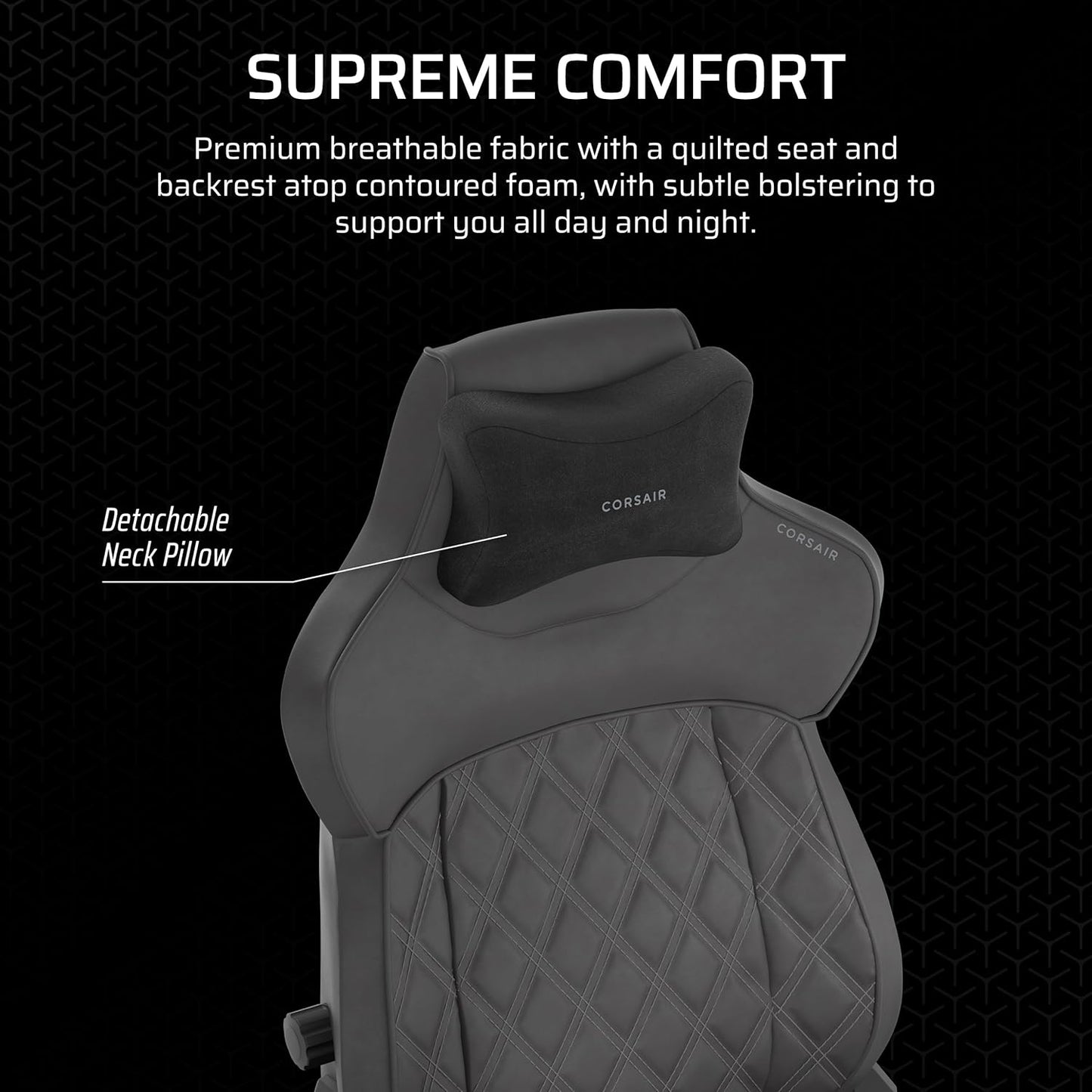 Corsair CF-9010066-WW TC500 Luxe Gaming Chair - Premium Fabric, Adjustable Lumbar - Shadow