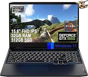 Lenovo Ideapad 3 Gaming Laptop - Ryzen 5, 32GB RAM, GTX 1650, 120Hz